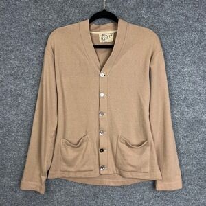 Vintage Revere Canberra Wool Cardigan Sweater‎ Brown Button Front Pockets Size M
